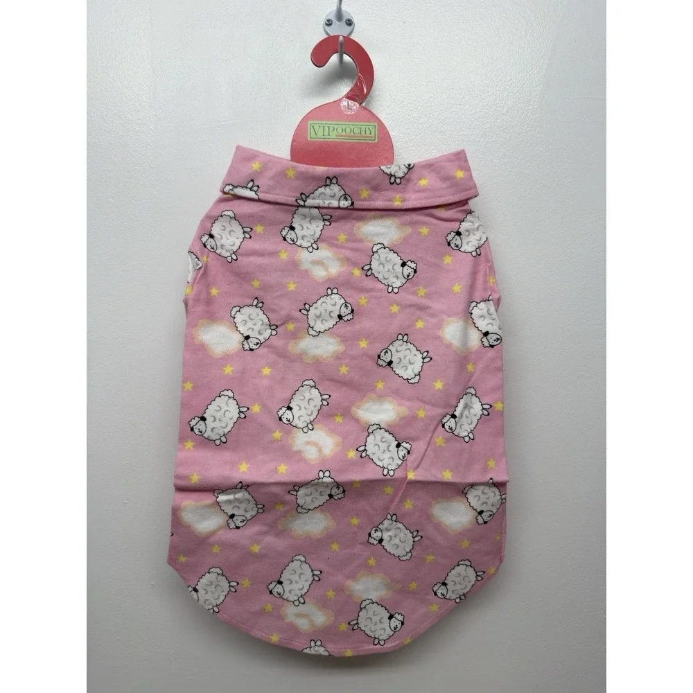 VIPoochy Dog Sweater Pajamas Coat Pink Sheep‎ With Hook &Loop Closure Large #47
